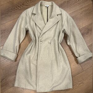 next Cream Bouclé Double-Breasted Trench Coat